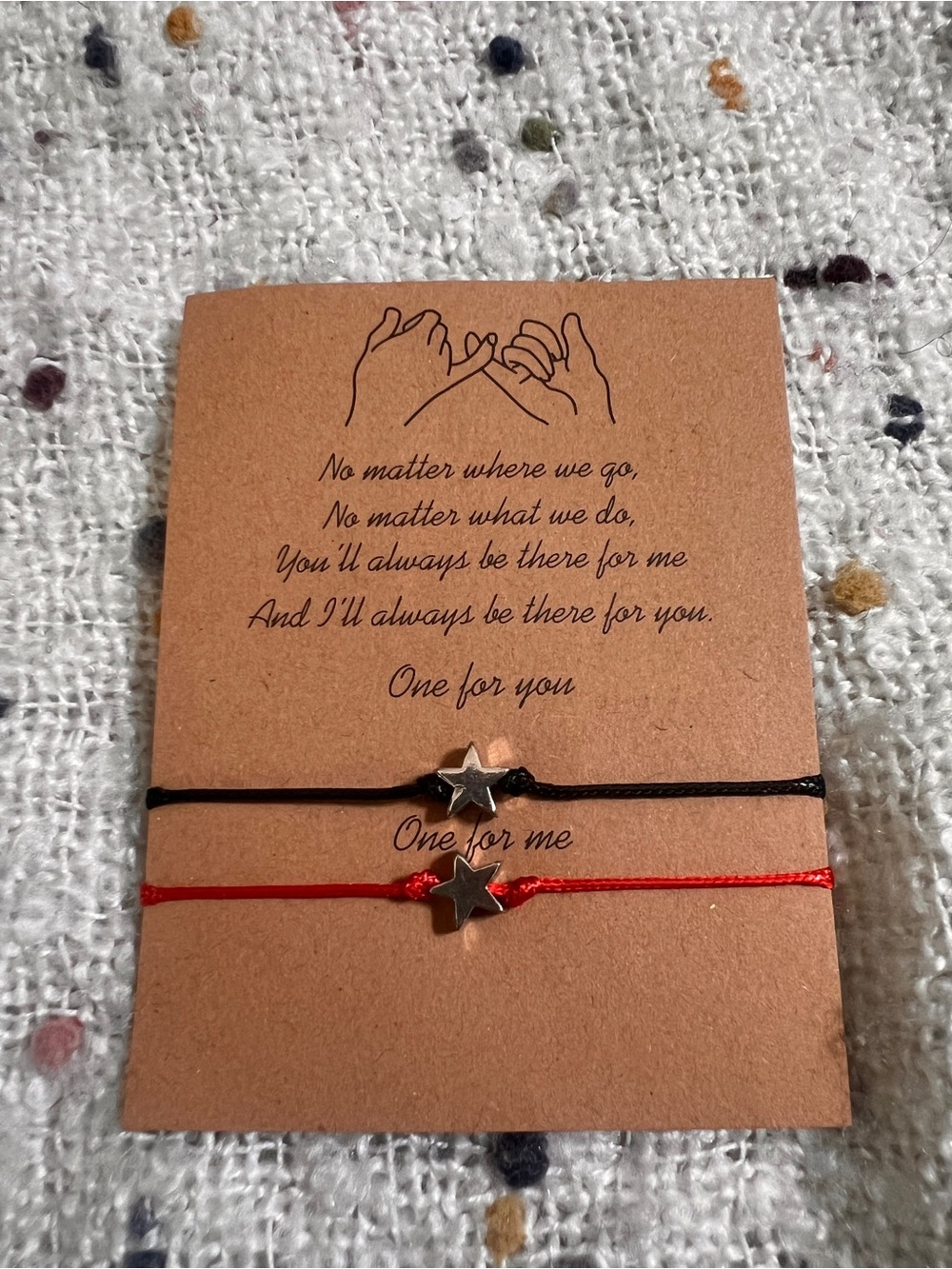 Matching Star Bracelet Set Adjustable Red Black Cord Friendship Couples NWT